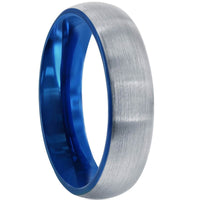 Men's Ring - Blue and Silver Plated 6mm Tungsten, Size 9 | SW-2119-9 ,