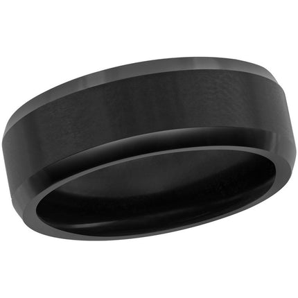 Men's Ring - Brushed and Polished Black 8mm Tungsten, Size 9 | SW-2078-9 ,