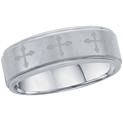 Men's Ring - Brushed and Polished Cross Tungsten, Size 9 | SW-2122-9 ,