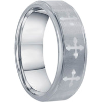 Men's Ring - Brushed and Polished Cross Tungsten, Size 9 | SW-2122-9 ,