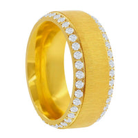 Men's Ring - Gold Steel Double Row CZ Eternity Band, Size 9 | SW-2109-9 ,