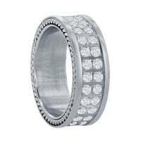 Men's Ring - Stainless Steel Double Row CZ Polished, Size 9 | SW-2087-9 ,