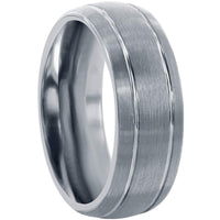 Men's Ring - Brushed Silver Double Stripe Tungsten, Size 9 | SW-2071-9 ,