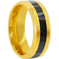Men's Ring - Gold Tone Steel with Black Carbon Fiber, Size 13 | SW-2115-13 ,
