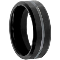 Blackjack Men's Ring - Matte and Polished Black Tungsten, Size 9 | SW-2075-9 ,