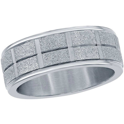 Men's Ring - Silver Stainless Steel Sand Blasted, Size 9 | SW-2089-9 ,