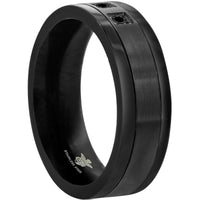 Men's Ring - Black Plated Stainless Steel CZ Band, Size 9 | SW-2106-9 ,