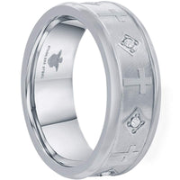 Men's Ring - Brushed and Polished Silver CZ Cross, Size 9 | SW-2110-9 ,