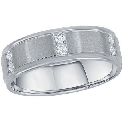 Men's Ring - Stainless Steel Brushed and Polished CZ, Size 9 | SW-2100-9 ,