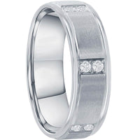 Men's Ring - Stainless Steel Brushed and Polished CZ, Size 9 | SW-2100-9 ,
