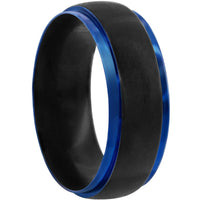Men's Ring - Stainless Steel Black and Blue Band, Size 9 | SW-2085-9 ,