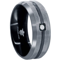 Men's Ring - Stainless Steel Black and Silver CZ, Size 9 | SW-2094-9 ,