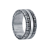 Men's Ring - Stainless Steel Oxidized Greek Key, Size 9 | SW-2111-9 ,