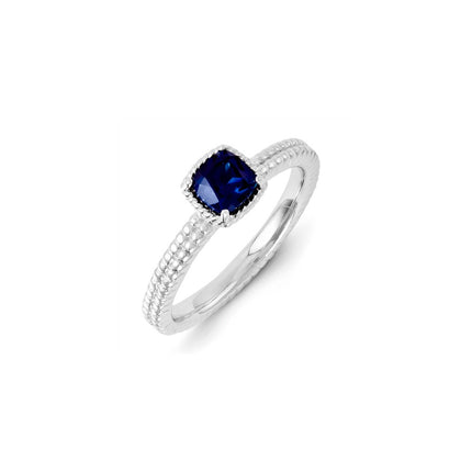 Sterling Silver Stackable Expressions Created Blue Sapphire Ring | QSK1096 ,