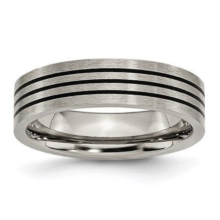 Titanium Enameled Flat 6mm Satin & Polished Band | TB347 ,