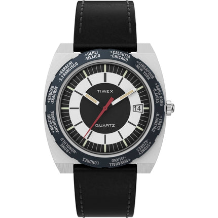 Timex Men's Quartz Watch - World Time Reissue Silver Tone Case Strap | TW2V69500V3 ,