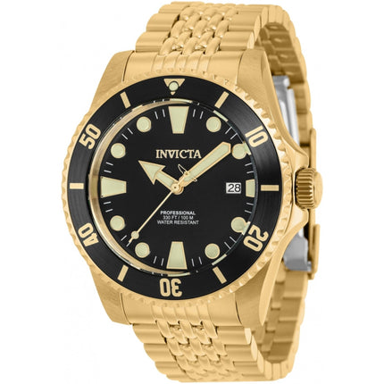 Invicta Men's Automatic Watch - Pro Diver Black Dial Yellow Gold Bracelet | 39758 ,