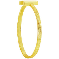 Classic Unisex Gold Tone A Initial Hammered Ring - W-2818 ,