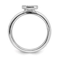 Sterling Silver Stackable Expressions Rhodium Lg. Halo Dia. Ring | QSK1996 ,