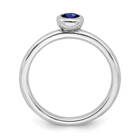 Sterling Silver Stackable Expressions Low 4mm Round Cr. Sapphire Ring | QSK504 ,