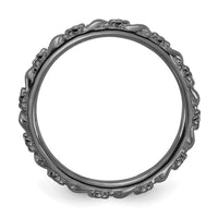 Sterling Silver Stackable Expressions Ruthenium Polished Flower Ring | QSK2060 ,