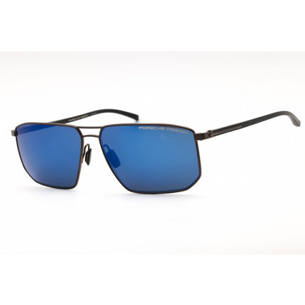 Porsche Men's Sunglasses - Grey Rectangular Full Rim Frame Dark Blue Lens | P8696 C ,
