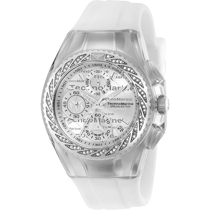Technomarine Women's Watch - Cruise Glitz Silver Tone Dial Silicone Strap | TM-115383 ,