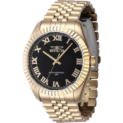 Invicta Men's Watch - Specialty Black Dial Yellow Gold Steel Bracelet Quartz | 47405 ,