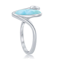 Sterling Silver Wave Design Larimar Ring, Size 9 ,