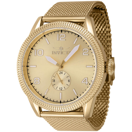 Invicta Men's Watch - Vintage Quartz Gold Tone Dial Steel Mesh Bracelet | 47136 ,