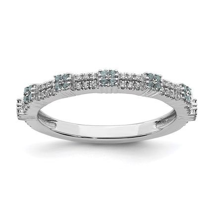 Sterling Silver Stackable Expressions Aquamarine & Diamond Ring | QSK2150 ,