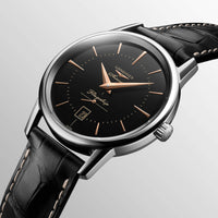 Longines Men's Watch - Flagship Heritage Automatic Black Leather Strap | L47954580 ,
