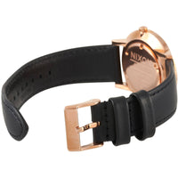 Nixon Men's Watch - Porter Quartz Rose Gold Case Black Dial Leather Strap | A1058-1098 ,