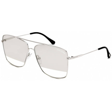 Tom Ford Unisex Sunglasses - Shiny Rhodium Pilot Frame Smoke Mirror Lens | FT0651 18C ,