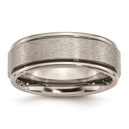 Titanium Ridged Edge 8mm Satin and Polished Band | TB43 ,