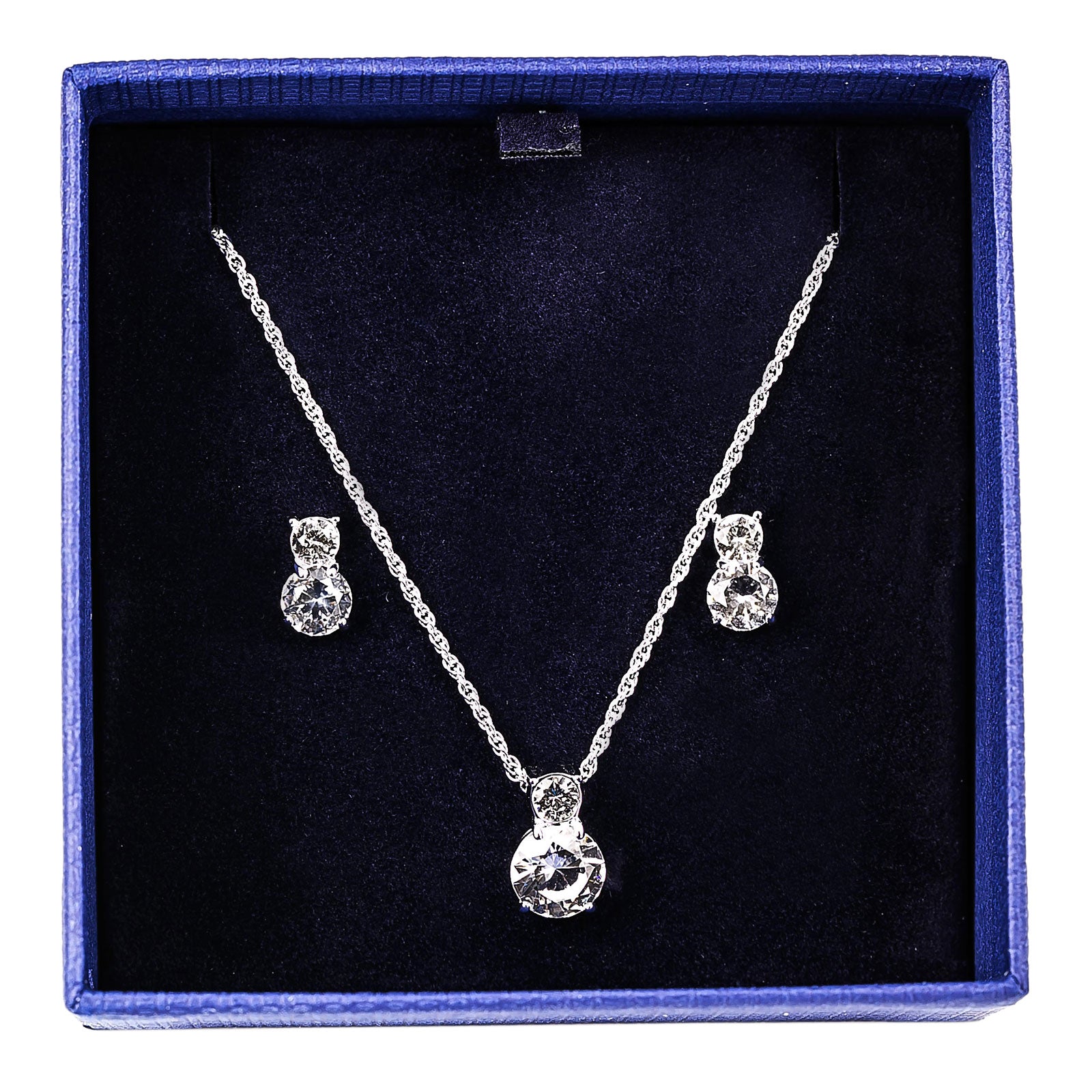 Swarovski Women's Brilliance Rhodium-Plated Necklace Pierced Earrings Set 1807339