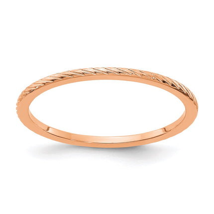 14K Rose Gold 1.2mm Twisted Wire Pattern Stackable Band | STK22-120R ,