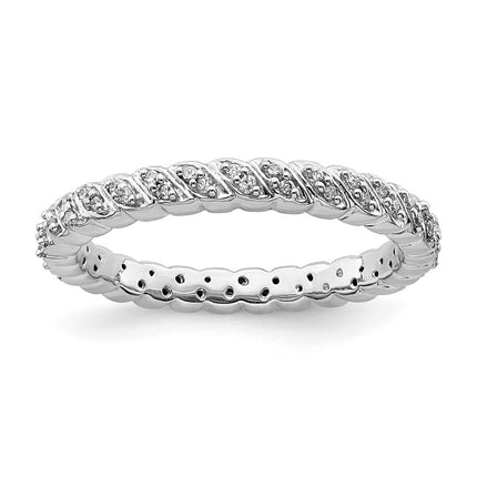 Sterling Silver Stackable Expressions Polished Diamond Ring | QSK666 ,