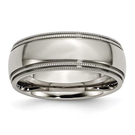 Titanium Grooved and Beaded Edge 8mm Polished Band | TB135 ,