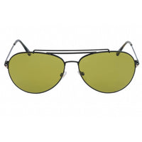 Tom Ford Unisex Sunglasses - Shiny Black Metal Pilot Frame Green Lens | FT0497 01N ,