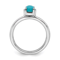 Sterling Silver Stackable Expressions Polished Turquoise Ring | QSK615 ,