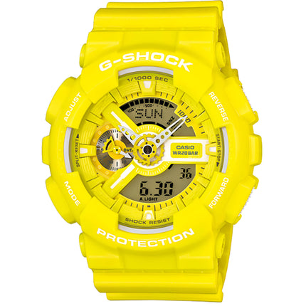 Casio Men's Watch - G-Shock Grey and Yellow Ana-Digi Dial World Time | GA110BC-9A ,
