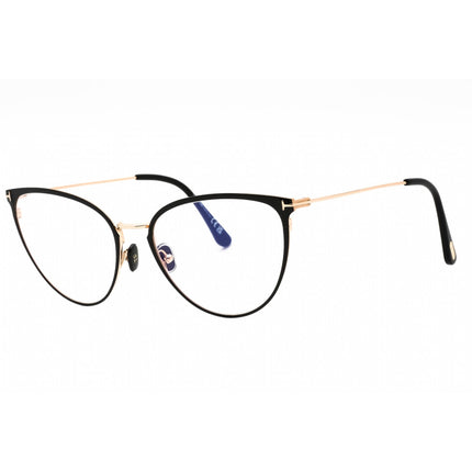 Tom Ford Women's Eyeglasses - Shiny Black Cat Eye Metal Full Rim Frame | FT5840-B 001 ,
