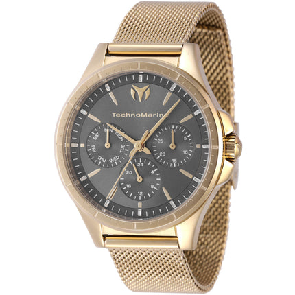 Technomarine Women's Watch - MoonSun Day-Date Charcoal Dial Mesh Bracelet | TM-822052 ,