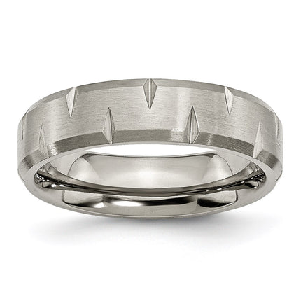 Titanium Beveled Edge Notched 6mm Brushed Band | TB234 ,
