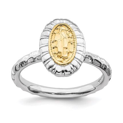 Sterling Silver Stackable Expressions Gold-plated Oval Ring | QSK1607 ,