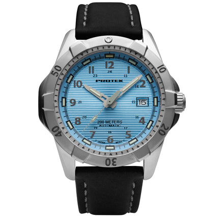 ProTek Men's Watch - Dive Automatic Light Blue Dial Black Leather Strap | 2207 ,