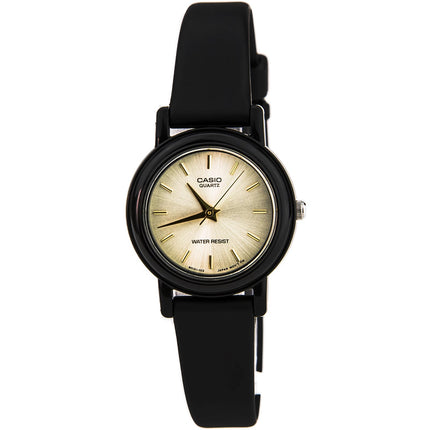 Casio Women's Classic Dress Gold Dial Black Resin Strap Watch | LQ139E-9A ,