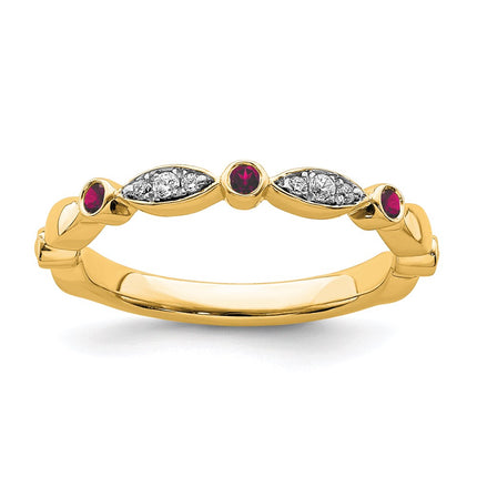 14k Stackable Expressions Created Ruby and Diamond Ring | SK2090 ,