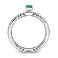Sterling Silver Stackable Expressions Created Emerald & Diamond Ring | QSK2140 ,